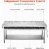 imageVEVOR 5Pan Commercial Food Warmer Electric Steam Table with Independent Temperature Control 750W x 5 Stainless Steel Buffet Catering Food Warmer with Undershelf and Workspace for Restaurant5x11Pan  120 Qt