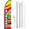 imageVEVOR Burgers Feather Flag with Pole Kit 163 Feet Advertising Flags for Business Outside with Fiberglass Pole Ground Stake Restaurant Swooper Flag Banner Pole Kit Best Burgers Feather Flag