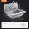 imageVEVOR Commercial Hand Sink with Faucet Stainless Steel Sink for Washing Small Washing Sinks Wall Mount Hand Basin Utility Sink for Restaurant Kitchen Bar Garage and Home 17 x 15 inch
