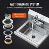 imageVEVOR Commercial Hand Sink with Faucet Stainless Steel Sink for Washing Small Washing Sinks Wall Mount Hand Basin Utility Sink for Restaurant Kitchen Bar Garage and Home 17 x 15 inch