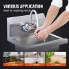 imageVEVOR Commercial Hand Sink with Faucet Stainless Steel Sink for Washing Small Washing Sinks Wall Mount Hand Basin Utility Sink for Restaurant Kitchen Bar Garage and Home 17 x 15 inch