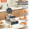 imageVEVOR Commercial Waffle Stick Maker 6PCS 1500W Waffle Baker Machine NonStick Stainless Steel Corn Hot Dog Waffle Iron with Temp and Time Control Handle for Restaurant Bakery Snack Bar FamilyWaffle Maker