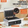 imageVEVOR Commercial Waffle Stick Maker 6PCS 1500W Waffle Baker Machine NonStick Stainless Steel Corn Hot Dog Waffle Iron with Temp and Time Control Handle for Restaurant Bakery Snack Bar FamilyHot Dog Waffle