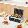 imageVEVOR Commercial Waffle Stick Maker 6PCS 1500W Waffle Baker Machine NonStick Stainless Steel Corn Hot Dog Waffle Iron with Temp and Time Control Handle for Restaurant Bakery Snack Bar FamilyHot Dog Waffle
