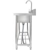 imageVEVOR Stainless Steel Utility Sink 1 Compartment Free Standing Small Sink wWorkbench Faucet ampamp legs 394 x 191 x 374 in Commercial Single Bowl Sinks for Garage Restaurant LaundrySilver  Right Single Bowl