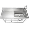 imageVEVOR Stainless Steel Utility Sink 1 Compartment Free Standing Small Sink wWorkbench Faucet ampamp legs 394 x 191 x 374 in Commercial Single Bowl Sinks for Garage Restaurant LaundrySilver  Right Single Bowl