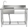 imageVEVOR Stainless Steel Utility Sink 1 Compartment Free Standing Small Sink wWorkbench Faucet ampamp legs 394 x 191 x 374 in Commercial Single Bowl Sinks for Garage Restaurant LaundrySilver  Left Single Bowl