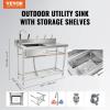 imageVEVOR Stainless Steel Utility Sink 1 Compartment Free Standing Small Sink wWorkbench Faucet ampamp legs 394 x 191 x 374 in Commercial Single Bowl Sinks for Garage Restaurant LaundrySilver  Left Single Bowl