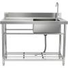 imageVEVOR Stainless Steel Utility Sink 1 Compartment Free Standing Small Sink wWorkbench Faucet ampamp legs 394 x 191 x 374 in Commercial Single Bowl Sinks for Garage Restaurant LaundrySilver  Right Single Bowl