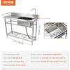imageVEVOR Stainless Steel Utility Sink 1 Compartment Free Standing Small Sink wWorkbench Faucet ampamp legs 394 x 191 x 374 in Commercial Single Bowl Sinks for Garage Restaurant LaundrySilver  Right Single Bowl