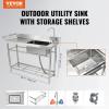 imageVEVOR Stainless Steel Utility Sink 1 Compartment Free Standing Small Sink wWorkbench Faucet ampamp legs 394 x 191 x 374 in Commercial Single Bowl Sinks for Garage Restaurant LaundrySilver  Right Single Bowl