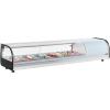 imageVEVOR Sushi Display Case Refrigerator 25 Cuft Commercial Sushi Case 7Pan Countertop Showcase with Curved Glass LED Lighting and Digital Temperature Control for SushiBar Restaurant Store5945in 6 Pan