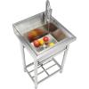 imageVEVOR Stainless Steel Utility Sink 1 Compartment Free Standing Small Sink wWorkbench Faucet ampamp legs 394 x 191 x 374 in Commercial Single Bowl Sinks for Garage Restaurant LaundrySilver  Single Bowl