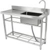 imageVEVOR Stainless Steel Utility Sink 1 Compartment Free Standing Small Sink wWorkbench Faucet ampamp legs 394 x 191 x 374 in Commercial Single Bowl Sinks for Garage Restaurant LaundrySilver  Right Single Bowl