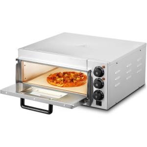 imageVEVOR 12quot Electric Pizza Oven Countertop Stainless Steel Pizza Maker Machine with Pizza Stone and Spatula Heats up to 850F Multipurpose Indoor ampamp Outdoor Pizza Cooker for Restaurant Home Camping14Inch Single Layer