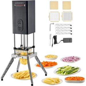 imageVEVOR Commercial French Fry Cutter 12Inch 38Inch Blade Stainless Steel Vegetable Fruit Chopper with 2 Replacement Blades Electric Potato Slicer Dicer for Restaurants ampamp Home Kitchen12 Inch  38Inch
