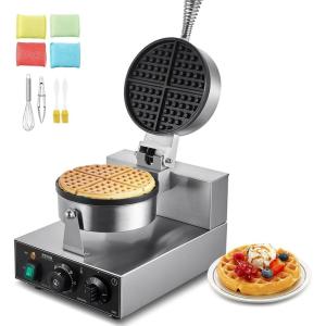 imageVEVOR Commercial Waffle Stick Maker 6PCS 1500W Waffle Baker Machine NonStick Stainless Steel Corn Hot Dog Waffle Iron with Temp and Time Control Handle for Restaurant Bakery Snack Bar FamilyWaffle Maker