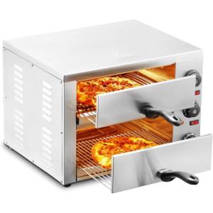 imageVEVOR Electric Pizza Oven 18Inch Commercial Pizza Ovens 842F Max Temp 1740W Large Pizza Oven Countertop with Temp ampamp Time Control Built in Thermometer Indoor Pizza Maker for Restaurant Home Use12Inch Dual Layer