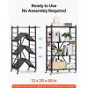 imageVEVOR 4Tier Foldable Storage Shelf 26W x 13D x 46H Inch Folding Metal Rack Shelving Unit No Assembly Organizer Shelf with 5 Wheels ampamp 4 Hooks for Pantry Kitchen Garage Basement BlackBlack