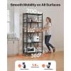 imageVEVOR 4Tier Foldable Storage Shelf 26W x 13D x 46H Inch Folding Metal Rack Shelving Unit No Assembly Organizer Shelf with 5 Wheels ampamp 4 Hooks for Pantry Kitchen Garage Basement BlackBlack