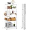 imageVEVOR 4Tier Foldable Storage Shelf 26W x 13D x 46H Inch Folding Metal Rack Shelving Unit No Assembly Organizer Shelf with 5 Wheels ampamp 4 Hooks for Pantry Kitchen Garage Basement BlackWhite