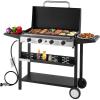 imageVEVOR Gas Griddle 4Burner Flat Top Grill 29 inch Grill Plate Propane Griddle with Wheels Lid 28000 BTU Outdoor Flat Top Grills for PanFrying Grilling StirFrying ampamp BBQ Pulse Ignition
