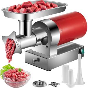 imageVEVOR 661 LbsHour1100 W Machine 15 HP Electric Mincer with 2 Grinding Plates Sausage Kit Set Meat Grinder Heavy Duty Home Kitchen ampamp Commercial Use Red 1100 W1100W661LB