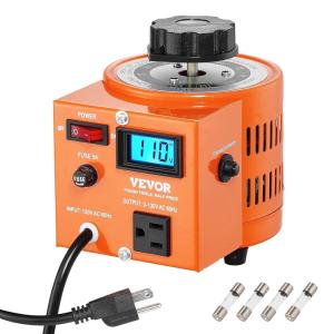 imageVEVOR Auto Variable Voltage Transformer 2000VA 153 Amp 110V Input 0130V Output AC Voltage Regulator with LCD Display 4 Extra Fuses Thermal Control SwitchLCD Display