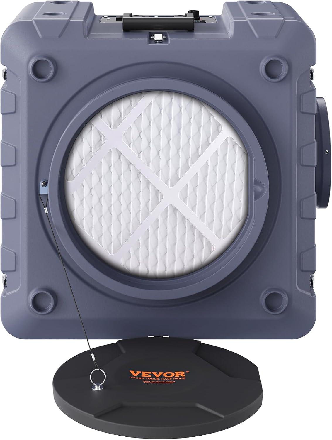 imageVEVOR Air Scrubber with 3Stage Filtration Stackable Negative Air Machine 550 CFM Air Cleaner with MERV10 Carbon H13 HEPA for Home Industrial and Commercial Use800CFM