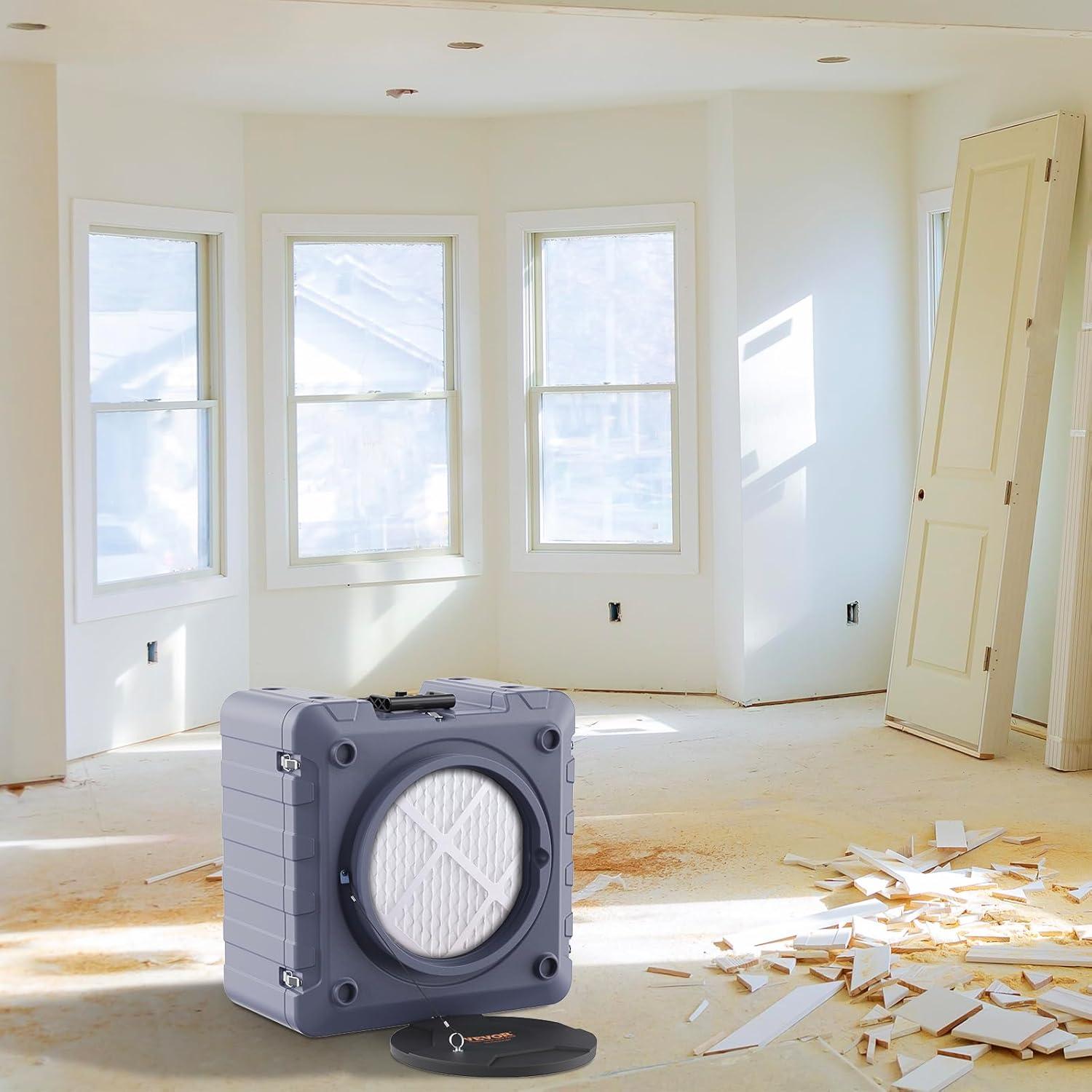 imageVEVOR Air Scrubber with 3Stage Filtration Stackable Negative Air Machine 550 CFM Air Cleaner with MERV10 Carbon H13 HEPA for Home Industrial and Commercial Use800CFM