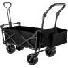 imageHappbuy Collapsible Wagon with Removable Canopy 220lbs Heavy Duty Foldable Beach Wagon with Big WheelsBlack