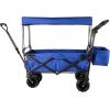 imageHappbuy Collapsible Wagon with Removable Canopy 220lbs Heavy Duty Foldable Beach Wagon with Big WheelsBlue