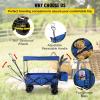 imageHappbuy Collapsible Wagon with Removable Canopy 220lbs Heavy Duty Foldable Beach Wagon with Big WheelsBlue