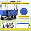 imageHappbuy Collapsible Wagon with Removable Canopy 220lbs Heavy Duty Foldable Beach Wagon with Big WheelsBlue