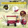 imageHappbuy Collapsible Wagon with Removable Canopy 220lbs Heavy Duty Foldable Beach Wagon with Big WheelsRed