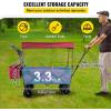 imageHappbuy Collapsible Wagon with Removable Canopy 220lbs Heavy Duty Foldable Beach Wagon with Big WheelsRed