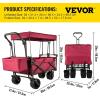 imageHappbuy Collapsible Wagon with Removable Canopy 220lbs Heavy Duty Foldable Beach Wagon with Big WheelsRed
