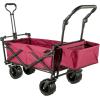 imageHappbuy Collapsible Wagon with Removable Canopy 220lbs Heavy Duty Foldable Beach Wagon with Big WheelsRed