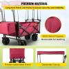 imageHappbuy Collapsible Wagon with Removable Canopy 220lbs Heavy Duty Foldable Beach Wagon with Big WheelsRed