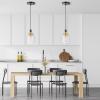 imageVEVOR 1Light Pendant Light 2 Pack Kitchen Island Lights with Clear Glass Shade ampamp Hanging Cord Black and Gold Finish Adjustable Height Pendant Lighting for Bedroom Hallway Entryway Kitchen2 Pack