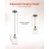 imageVEVOR 1Light Pendant Light 2 Pack Kitchen Island Lights with Clear Glass Shade ampamp Hanging Cord Black and Gold Finish Adjustable Height Pendant Lighting for Bedroom Hallway Entryway Kitchen2 Pack