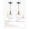 imageVEVOR 1Light Pendant Light 2 Pack Kitchen Island Lights with Clear Glass Shade ampamp Hanging Cord Black and Gold Finish Adjustable Height Pendant Lighting for Bedroom Hallway Entryway Kitchen2 Pack