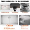 imageVEVOR 33 inch Farmhouse Kitchen Sink 304 Stainless Steel Sink Top Mount Single Bowl Kitchen Sinks with Ledge ampamp Accessories Household Dishwasher Sinks for Farm Prep Kitchen Garage and Bar Sink30 Inch