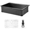 imageVEVOR 33quot Kitchen Workstation 304 Stainless Steel Top Mount Builtin Single Bowl Farmhouse with Accessories Home Dishwasher Sink for RV Prep Kitchen and Bar Black Silver 33INBlack