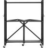 imageVEVOR 3Tier Foldable Storage Shelf 30W x 13D x 36H Inch Folding Metal Rack Shelving Unit No Assembly Organizer Shelf with 5 Wheels ampamp 4 Hooks for Pantry Kitchen Garage Basement Black3Tier