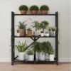 imageVEVOR 3Tier Foldable Storage Shelf 30W x 13D x 36H Inch Folding Metal Rack Shelving Unit No Assembly Organizer Shelf with 5 Wheels ampamp 4 Hooks for Pantry Kitchen Garage Basement Black3Tier