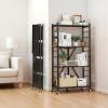 imageVEVOR 3Tier Foldable Storage Shelf 30W x 13D x 36H Inch Folding Metal Rack Shelving Unit No Assembly Organizer Shelf with 5 Wheels ampamp 4 Hooks for Pantry Kitchen Garage Basement Black4Tier