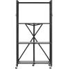 imageVEVOR 3Tier Foldable Storage Shelf 30W x 13D x 36H Inch Folding Metal Rack Shelving Unit No Assembly Organizer Shelf with 5 Wheels ampamp 4 Hooks for Pantry Kitchen Garage Basement Black4Tier