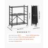 imageVEVOR 3Tier Foldable Storage Shelf 30W x 13D x 36H Inch Folding Metal Rack Shelving Unit No Assembly Organizer Shelf with 5 Wheels ampamp 4 Hooks for Pantry Kitchen Garage Basement Black3Tier