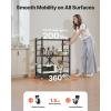 imageVEVOR 3Tier Foldable Storage Shelf 30W x 13D x 36H Inch Folding Metal Rack Shelving Unit No Assembly Organizer Shelf with 5 Wheels ampamp 4 Hooks for Pantry Kitchen Garage Basement Black3Tier